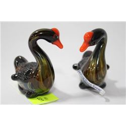 TWO HANDBLOWN PEKING GLASS GEESE