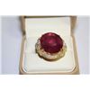 Image 1 : STAMPED 14KT YELLOW GOLD NATURAL RUBY & DIAMOND