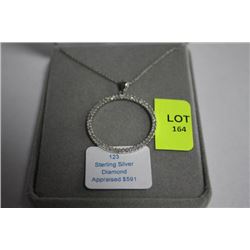 #123 STERLING SILVER DIAMOND (0.58CT) PENDANT NECK