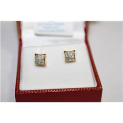 #126 STERLING SILVER GOLD PLATED DIAMOND EARRINGS