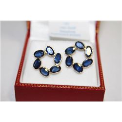 #131 14K GOLD SAPPHIRE 6.6ct EARRINGS