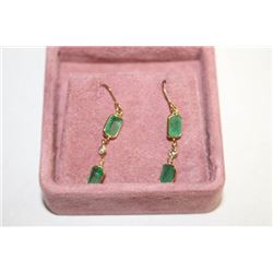 #122 14K GOLD EMERALD 2.3ct AND DIAMOND EARRINGS