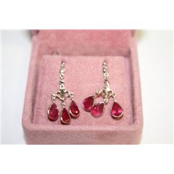 #124 14K GOLD RUBY 6ct AND DIAMOND EARRINGS