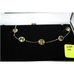 #21 10K GOLD LEMON QUARTZ 20CT NECKLACE
