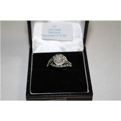 #107 14K GOLD BLUE-GREEN AND WHITE DIAMOND 1CT