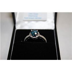 #114 14K GOLD BLUE DIAMOND 1.13CT AND WHITE
