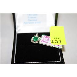 #104 14K GOLD EMERALD 0.37CT AND DIAMOND 0.12CT