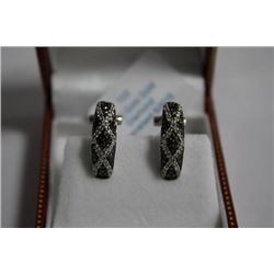 #102 14K GOLD BLACK AND WHITE DIAMOND EARRINGS