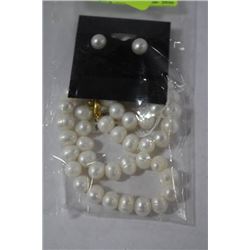 FRESHWATER PEARL SET WHITE EARINGS & CHAIN