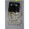 Image 1 : FRESHWATER PEARL SET WHITE EARINGS & CHAIN