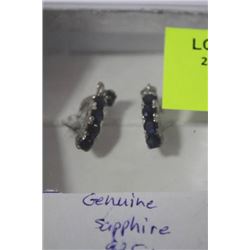 STERLING SILVER GENUINE SAPHIRE EARINGS