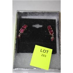 STERLING SILVER LAB CREATED RUBY EARINGS