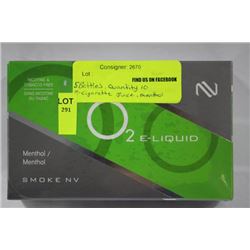 PACK OF 5 BOTTLES OF O2 E-CIGARETTE JUICE -MENTHOL