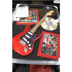 CINDI LAUPER FRAMED AND SIGNED GUITAR DISPLAY