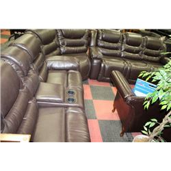NEW BROWN LEATHER RECLINING SECTIONAL
