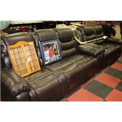 NEW BROWN LEATHER RECLINING SOFA AND LOVESEAT