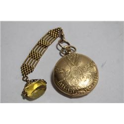 POCKET WATCH & 9KT GOLD POCKET WATCH CHAIN