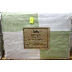 NEW QU SIZE 500 THREAD COUNT WHITE AND GREEN
