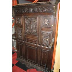 VINTAGE WOOD CARVED HALL STAND (NEEDS WORK)