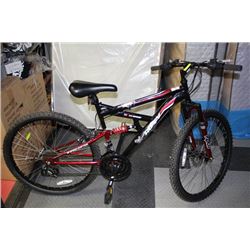 HUFFY DUAL SUSPENSION 18 SPEED MOUNTAIN BIKE WITH