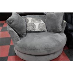 LARGE GREY SWIVEL CHAIR AND A HALF **AS IS**