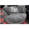 Image 1 : LARGE GREY SWIVEL CHAIR AND A HALF **AS IS**