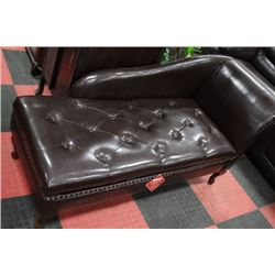 NEW BROWN LEATHERETTE STORAGE CHAISE LOUNGE CHAIR