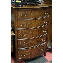 ANTIQUE OAK 5 DRAWER CHEST OF DRAWERS