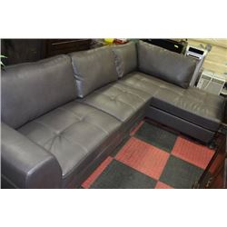 NEW GREY LEATHERETTE L SHAPED SECTIONAL