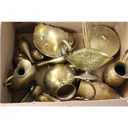 BOX OF ASSORTED INDIAN BRASS
