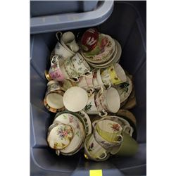 TOTE W LARGE ASST. OF FINE BONE CHINA CUPS AND