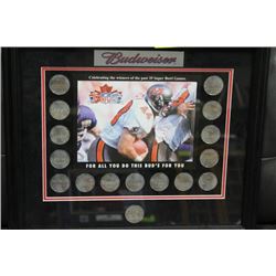 BUDWEISER NFL FRAMED COIN COLLECTION