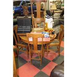 ANTIQUE OAK TABLE WITH LEAF, 5 CHAIRS & BUFFET