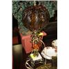 Image 1 : AMBER GLASS GLOBE LAMP WITH A MORBLE BASE ADORNED