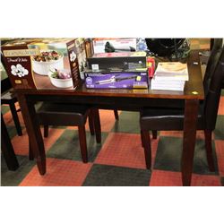 WOOD TONE KITCHEN TABLE W 3 LEATHERETTE SIDECHAIRS