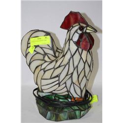 LEADED GLASS ROOSTER LAMP