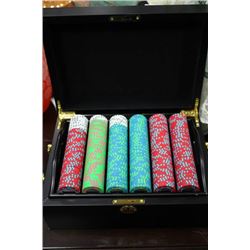 NEW SET POKER CHIPS W/ KEY & CARDS INCLUDED