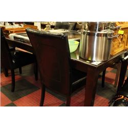 WOOD TONE TABLE W 4 BLACK LEATHERETTE SIDECHAIRS