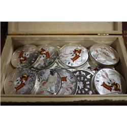 WOOD FLOWER BOX W CHINESE SILVERPLATED COLLECTOR