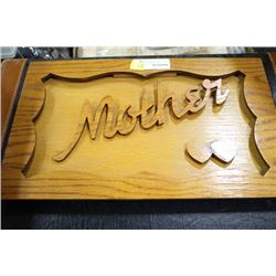 WOOD CARVED 'MOTHER' WALL PLAQUE