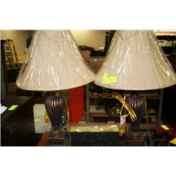 PAIR OF BRONZETONE DESIGNER LAMPS