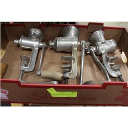 FLAT OF THREE MEAT GRINDERS