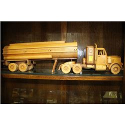 WOODEN MODEL OF 18 WHEEL TANKER TRUCK WITH THREE