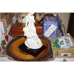 BOX WITH CARVED WOODEN POLISH(COUNTRY) PLATE,