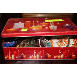 VINTAGE METAL STORAGE BOX W/ CONTENTS