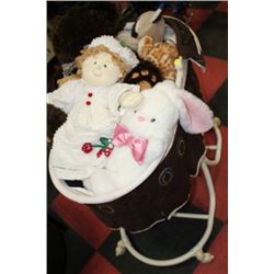 BABY CRADLE W STUFFED ANIMALS