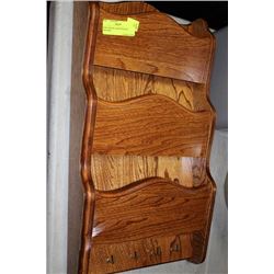 NEW OAK BILL BOX WITH KEY HOLDERS