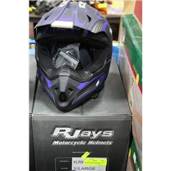 RJAYS MOTOCROSS HELMET, NEW YOUTH LARGE BLUE/BLACK