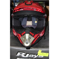 RJAYS MOTOCROSS HELMET, NEW, YOUTH SMALL RED/BLACK