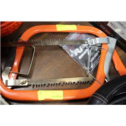 2 SMALL ORANGE WOOD SAWS